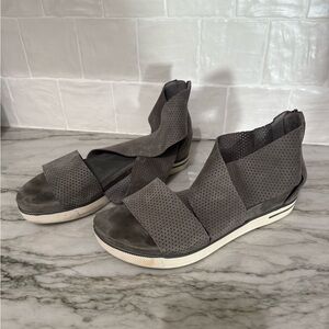 Eileen Fisher Charcoal Sandals with Knit Upper and Slip-On Design